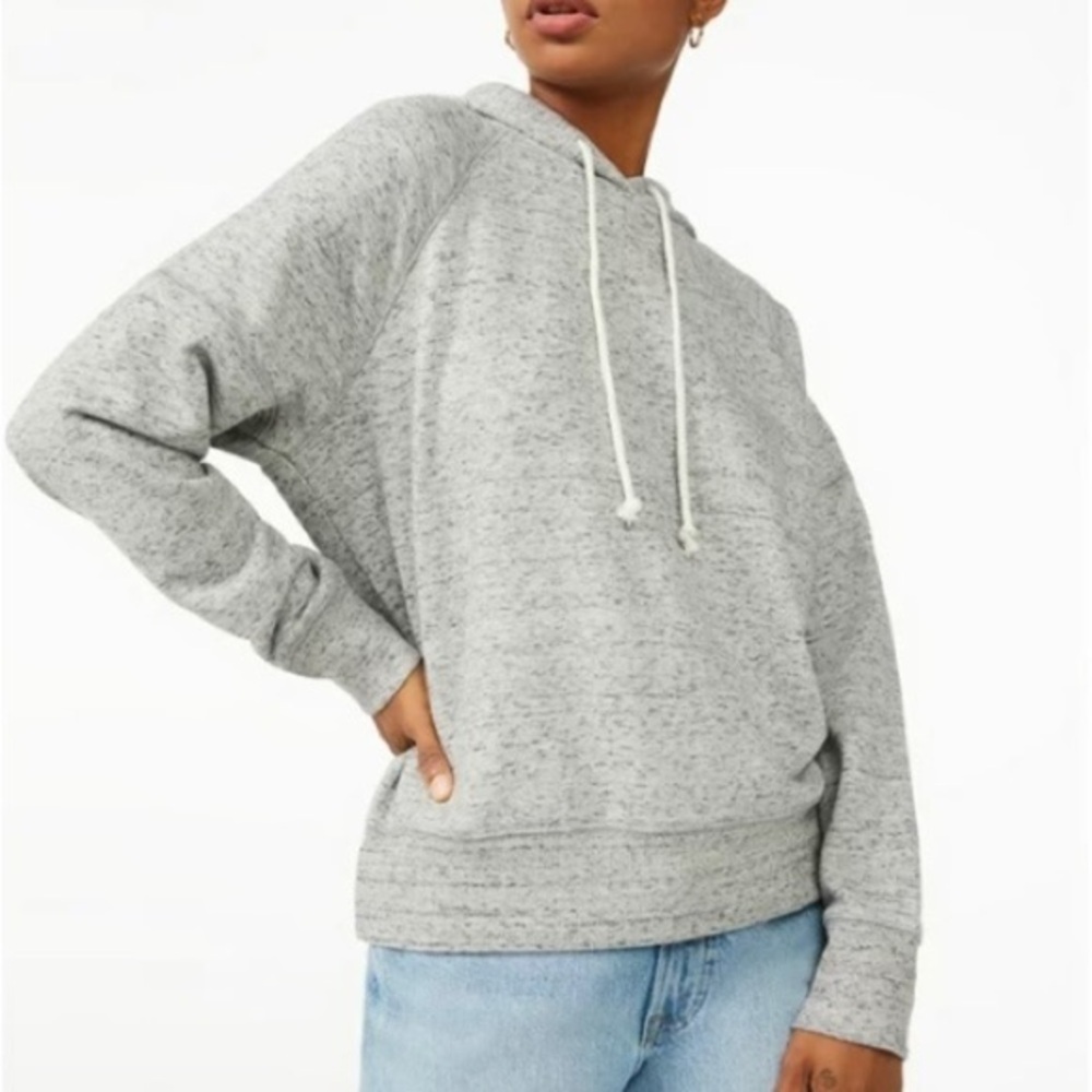 Free Assembly Womens Ladies Gray Pullover Raglan Hoodie Sweatshirt xs